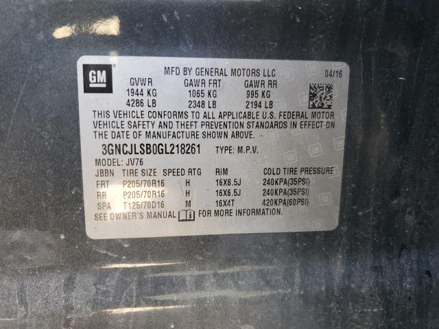 2016 CHEVROLET TRAX 1LT 3GNCJLSB0GL218261