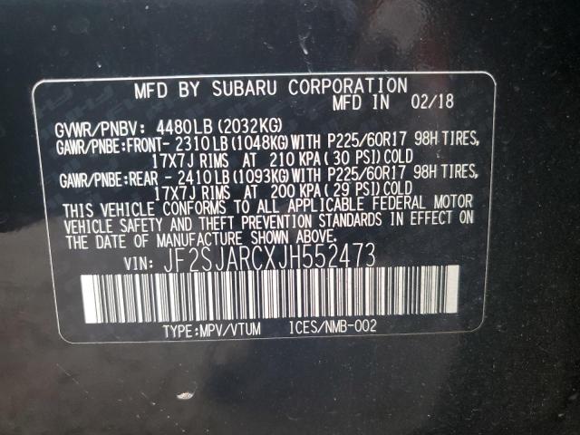 2018 SUBARU FORESTER 2 - JF2SJARCXJH552473