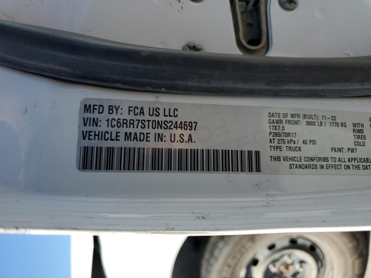 Lot #3303616928 2022 RAM 1500 CLASS