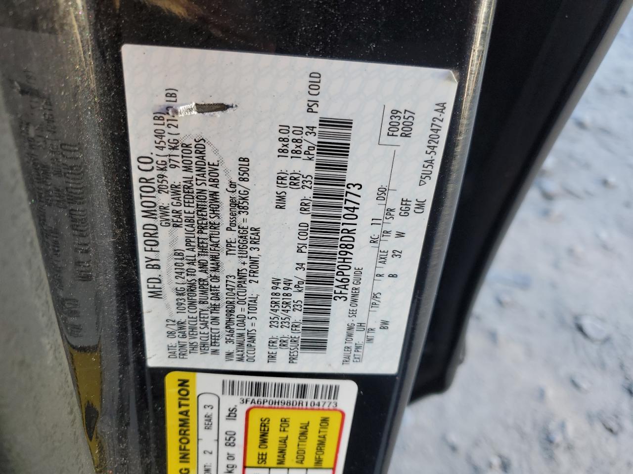 Lot #2974499433 2013 FORD FUSION SE