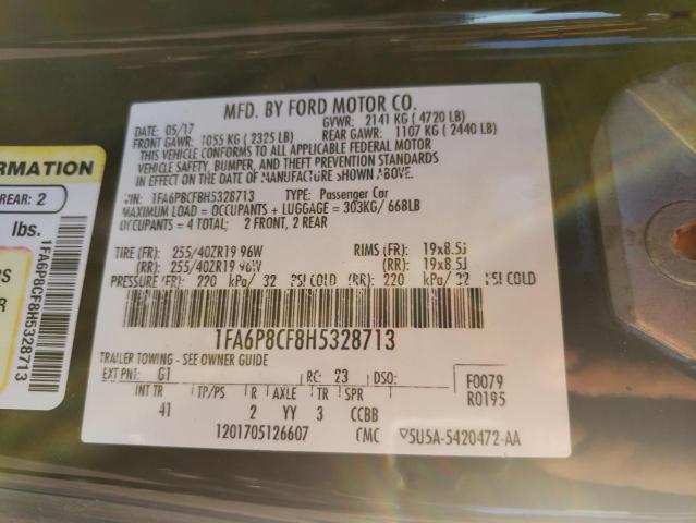 2017 FORD MUSTANG GT - 1FA6P8CF8H5328713