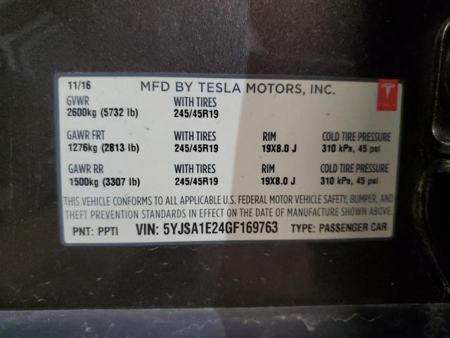 2016 TESLA MODEL S - 5YJSA1E24GF169763