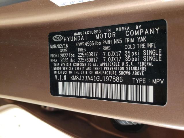 2016 HYUNDAI TUCSON LIM - KM8J33A41GU197886