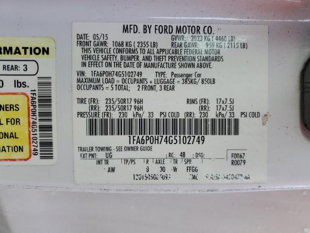 2016 FORD FUSION SE - 1FA6P0H74G5102749