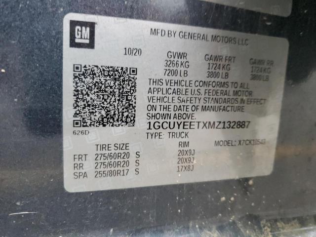 2021 CHEVROLET SILVERADO - 1GCUYEETXMZ132887