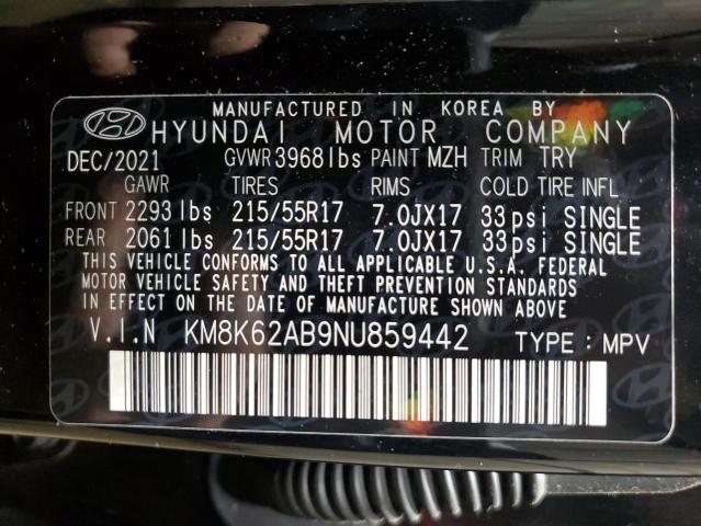 2022 HYUNDAI KONA SEL - KM8K62AB9NU859442