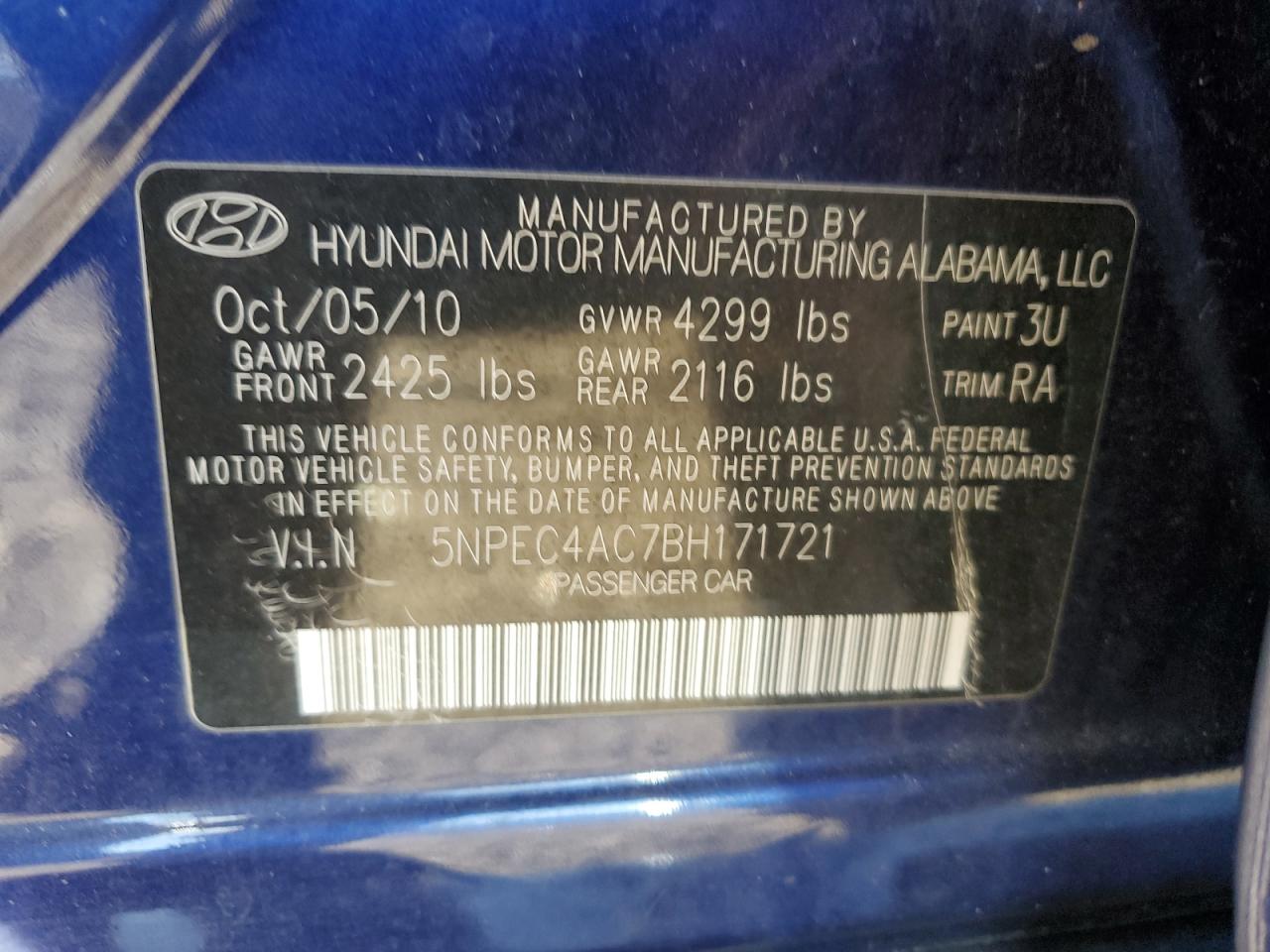 Lot #2962072184 2011 HYUNDAI SONATA SE