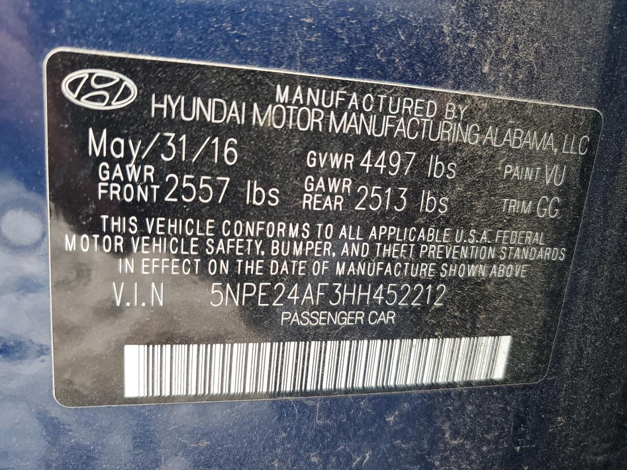 Lot #3024263889 2017 HYUNDAI SONATA SE