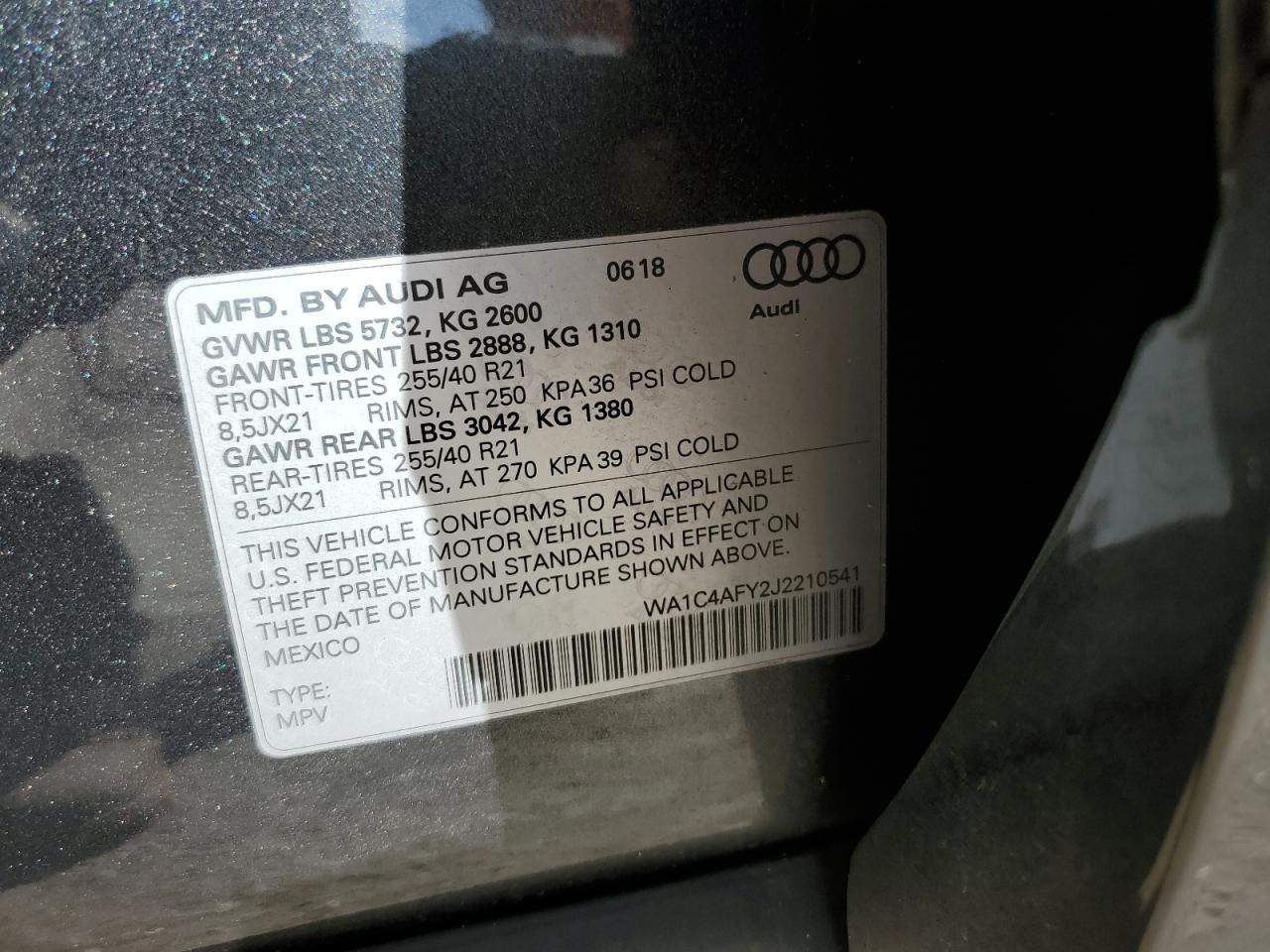 Lot #2981569758 2018 AUDI SQ5 PRESTI