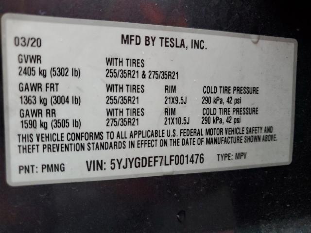 2020 TESLA MODEL Y - 5YJYGDEF7LF001476
