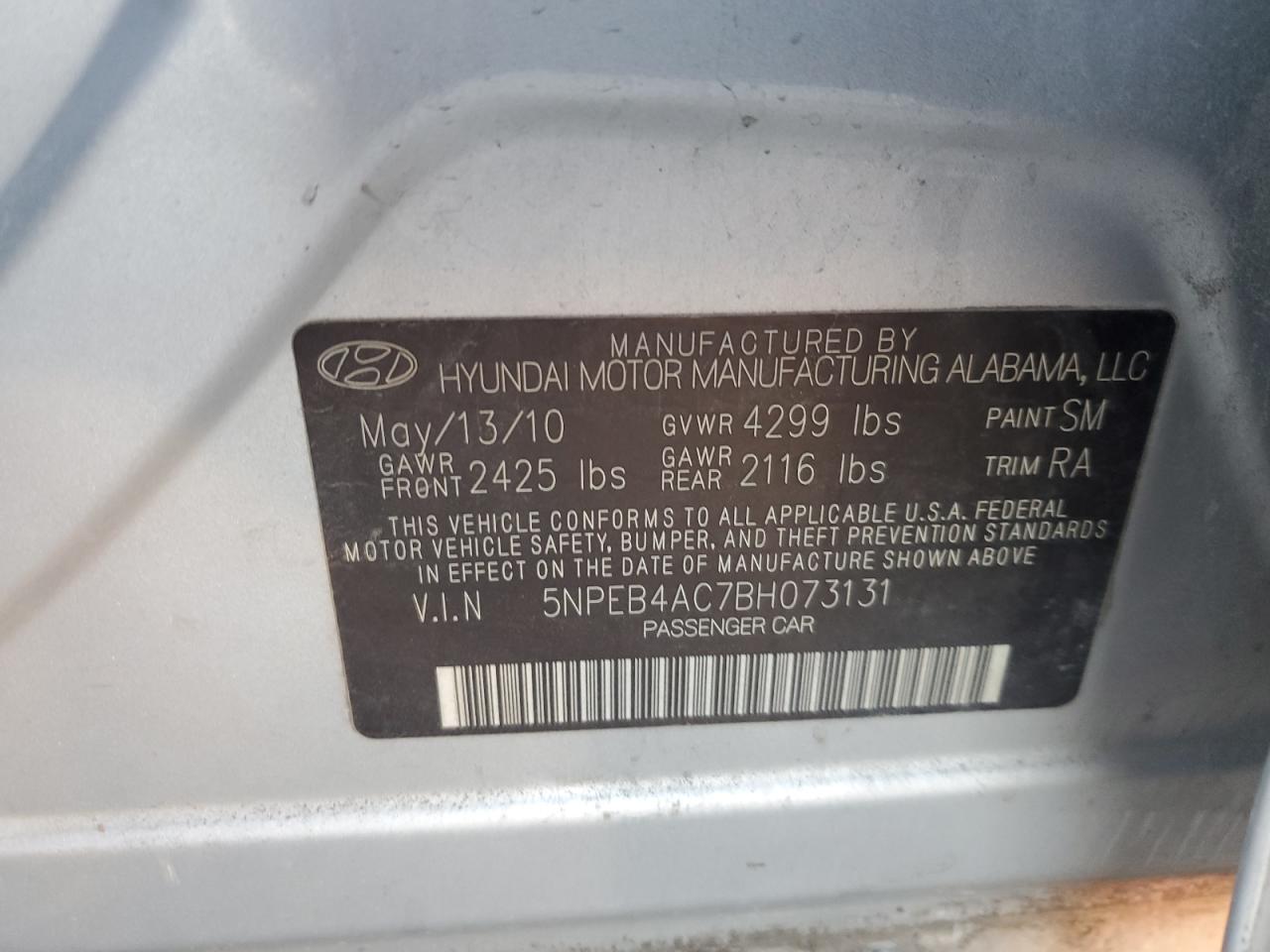 Lot #3024176842 2011 HYUNDAI SONATA GLS