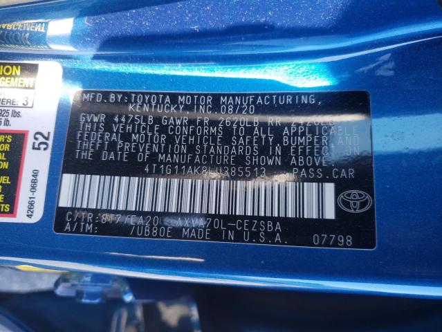 2020 TOYOTA CAMRY SE - 4T1G11AK8LU385513