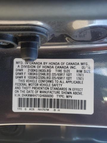 2016 HONDA CR-V EXL - 2HKRM4H71GH666690