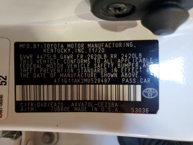 2021 TOYOTA CAMRY SE 4T1G11AK2MU528487