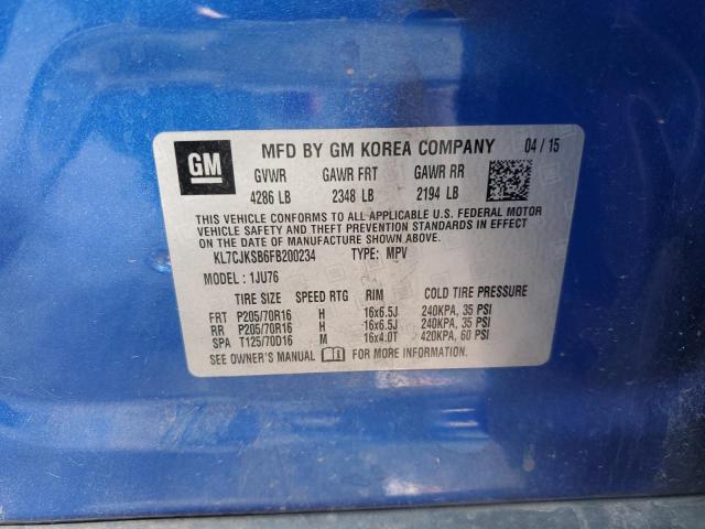 2015 CHEVROLET TRAX LS - KL7CJKSB6FB200234