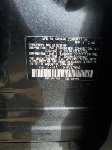 2019 SUBARU FORESTER JF2SKACC0KH502964