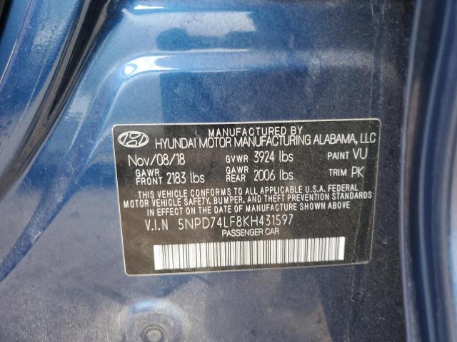 VIN 5NPD74LF8KH431597 2019 HYUNDAI ELANTRA no.13