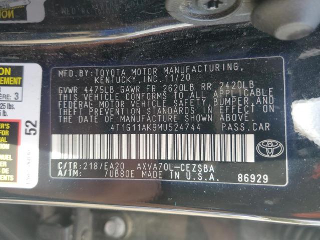 VIN 4T1G11AK9MU524744 2021 TOYOTA CAMRY no.12