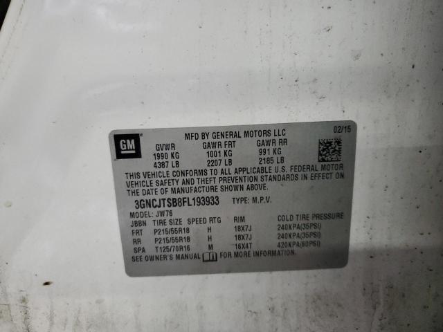 2015 CHEVROLET TRAX LTZ 3GNCJTSB8FL193933