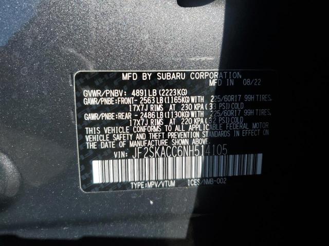 2022 SUBARU FORESTER JF2SKACC6NH514105