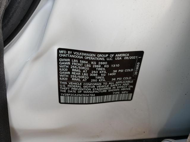 2022 VOLKSWAGEN ATLAS SEL - 1V2BP2CA2NC504784
