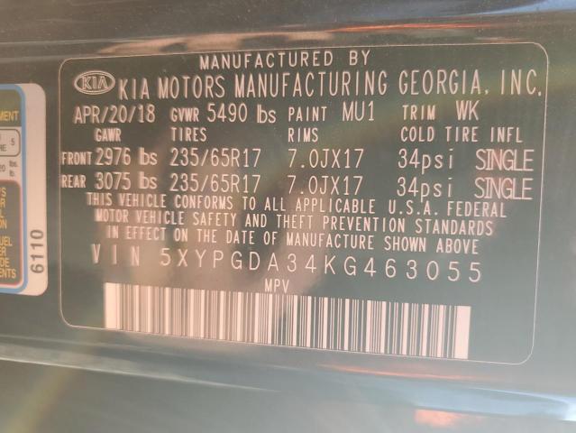 2019 KIA SORENTO L - 5XYPGDA34KG463055