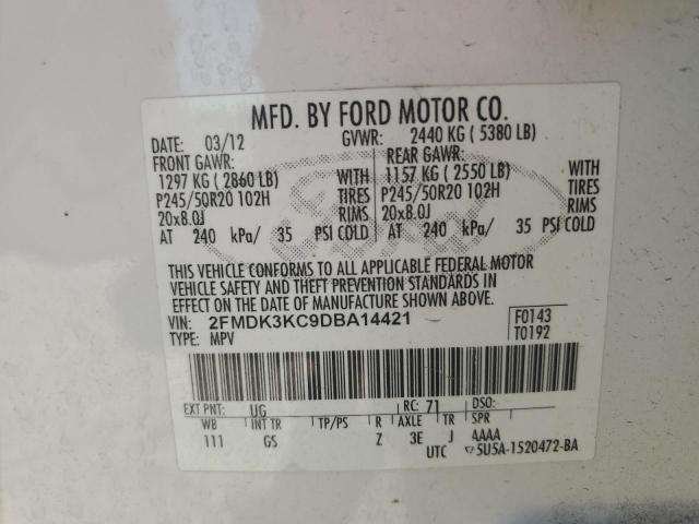 VIN 2FMDK3KC9DBA14421 2013 FORD EDGE no.13