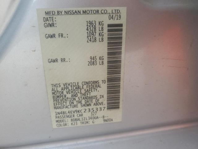 2019 NISSAN ALTIMA SL - 1N4BL4EV9KC235337