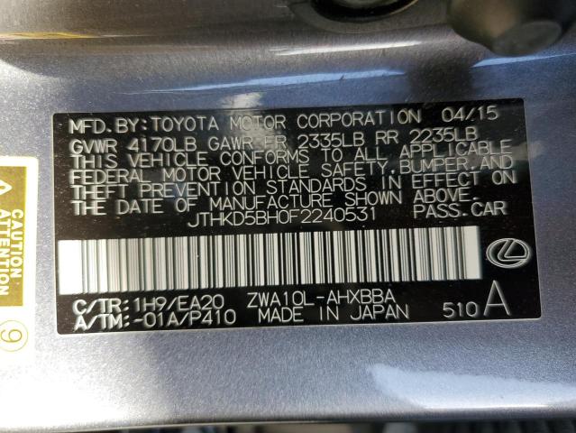 2015 LEXUS CT 200 JTHKD5BH0F2240531