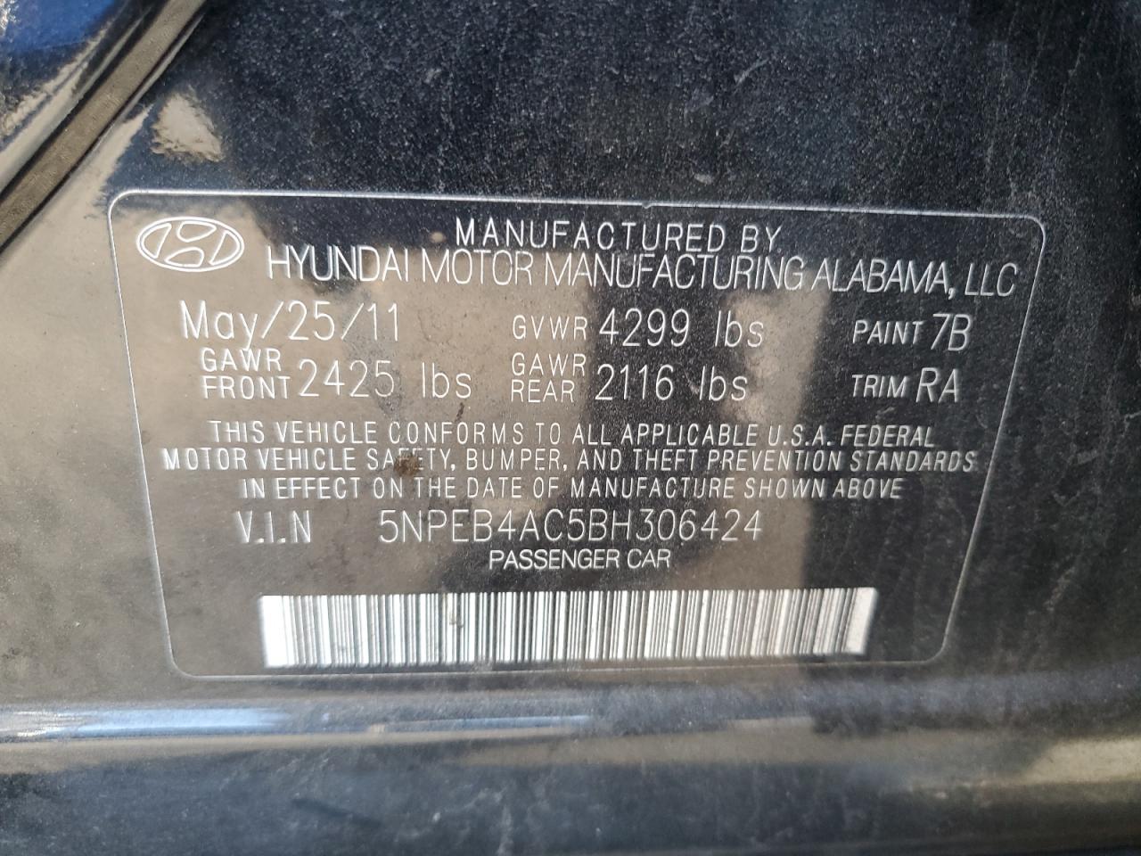 Lot #2996561809 2011 HYUNDAI SONATA GLS