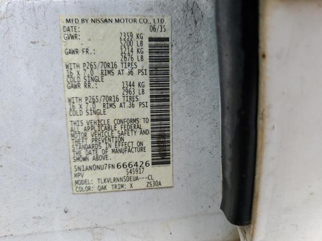 2015 NISSAN XTERRA X 5N1AN0NU7FN666426