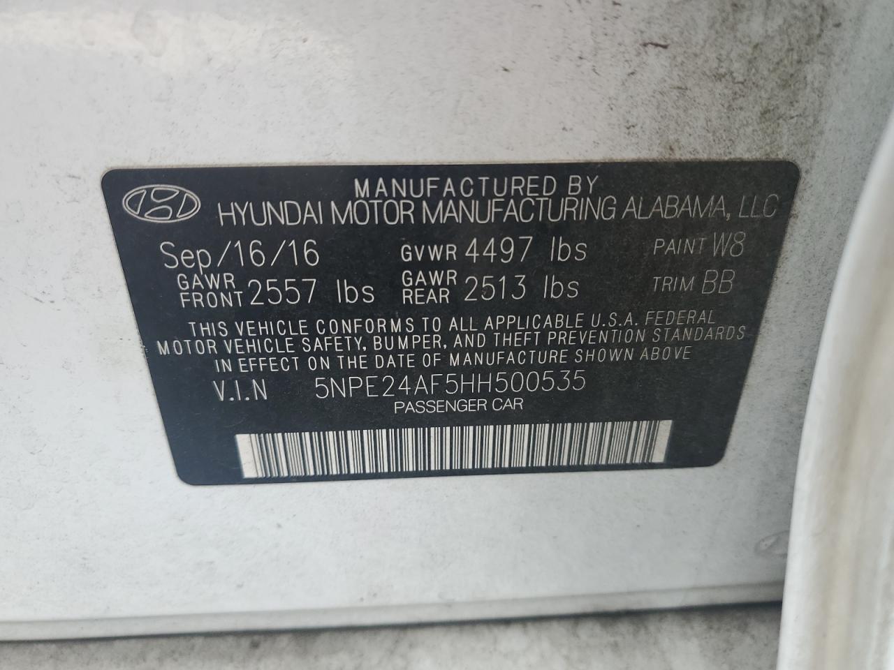 Lot #3026094164 2017 HYUNDAI SONATA SE