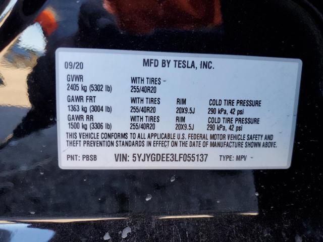 2020 TESLA MODEL Y - 5YJYGDEE3LF055137