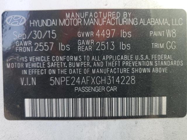 VIN 5NPE24AFXGH314228 2016 Hyundai Sonata, SE no.12