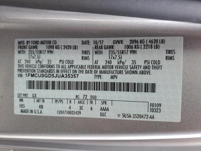 2018 FORD ESCAPE SE - 1FMCU0GD5JUA35357