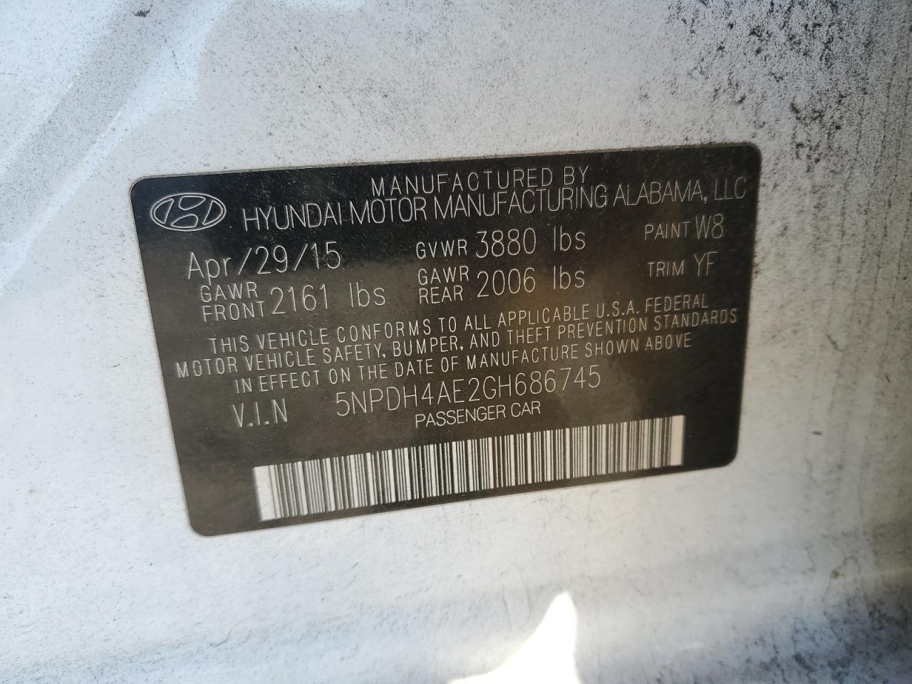 Lot #3008951551 2016 HYUNDAI ELANTRA SE