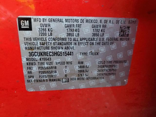 VIN 3GCUKREC3HG515441 2017 CHEVROLET ALL MODELS no.12