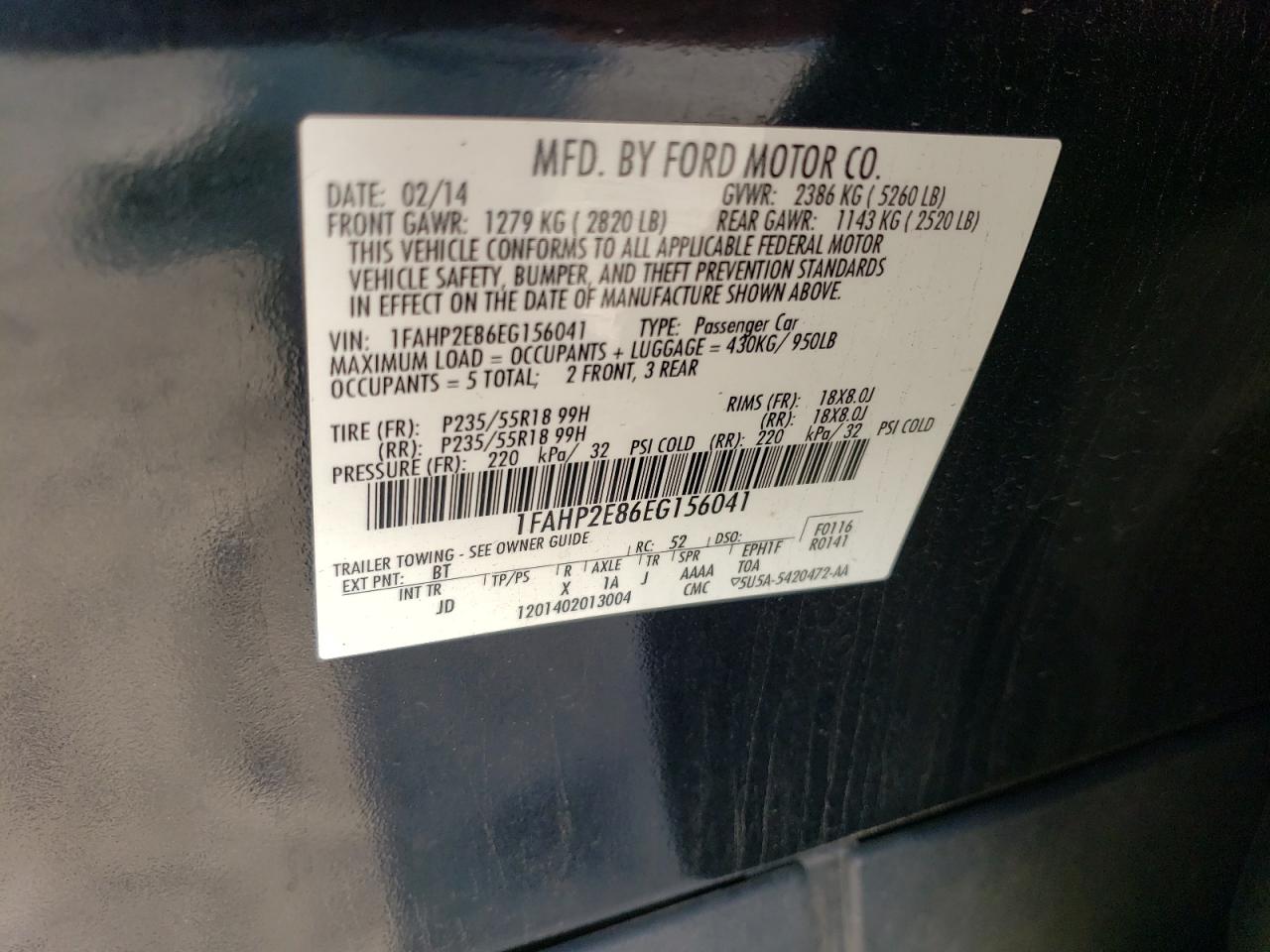 Lot #2971765029 2014 FORD TAURUS SEL