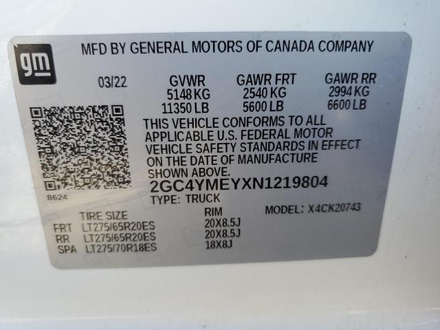 2022 CHEVROLET SILVERADO - 2GC4YMEYXN1219804