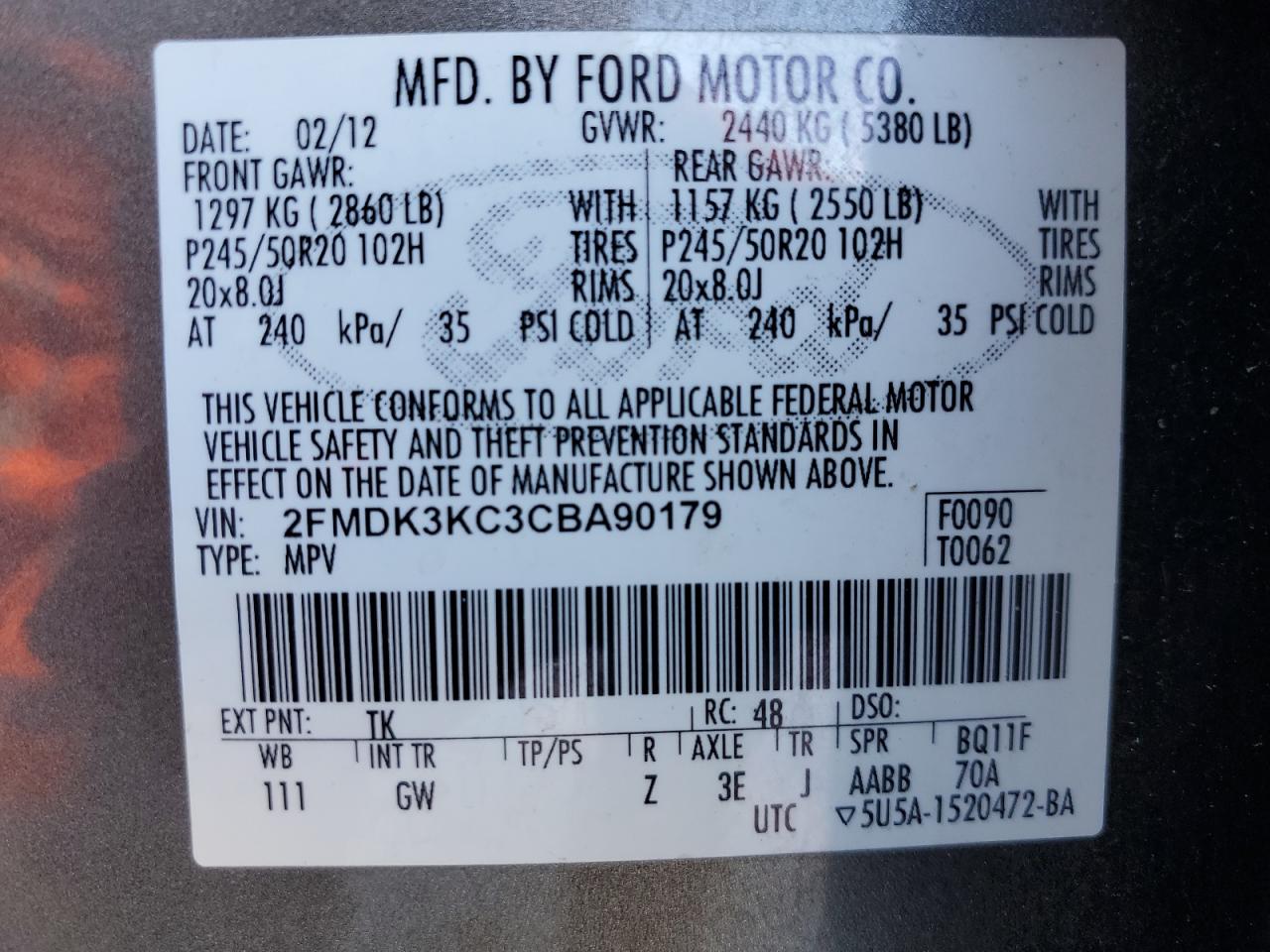 Lot #3003749491 2012 FORD EDGE LIMIT