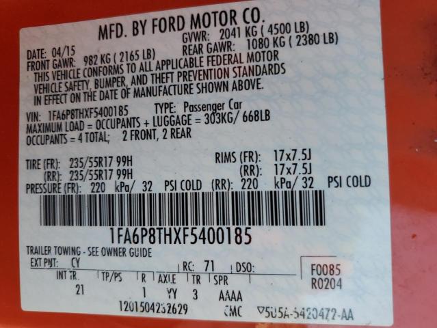 2015 FORD MUSTANG - 1FA6P8THXF5400185