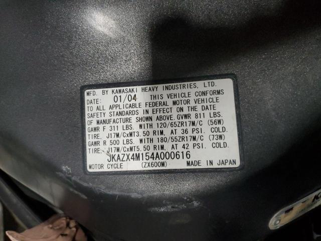 2004 KAWASAKI NINJA ZX 6 - JKAZX4M154A000616