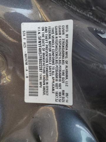 2015 HONDA PILOT EXL - 5FNYF4H57FB022287
