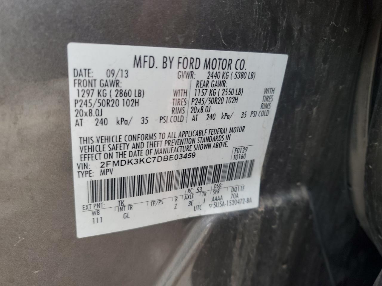 Lot #2996601684 2013 FORD EDGE LIMIT