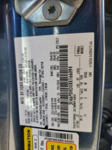 2019 FORD FUSION SE - 3FA6P0HDXKR166094