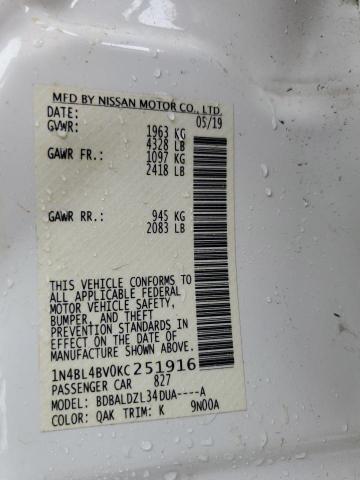 2019 NISSAN ALTIMA S - 1N4BL4BV0KC251916