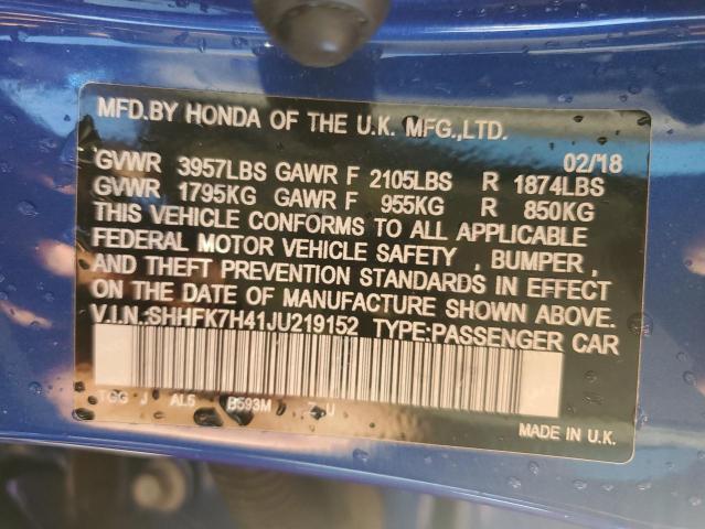 2018 HONDA CIVIC SPOR - SHHFK7H41JU219152