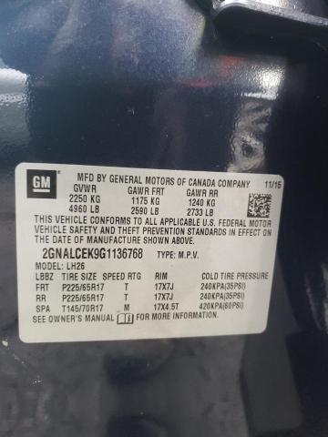 2016 CHEVROLET EQUINOX LT - 2GNALCEK9G1136768