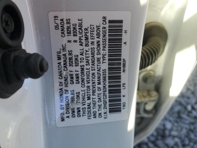 2HGFC2F63KH566355 2019 HONDA CIVIC