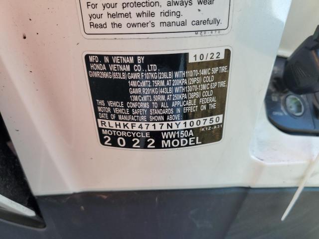 2022 HONDA WW150 A RLHKF4717NY100750